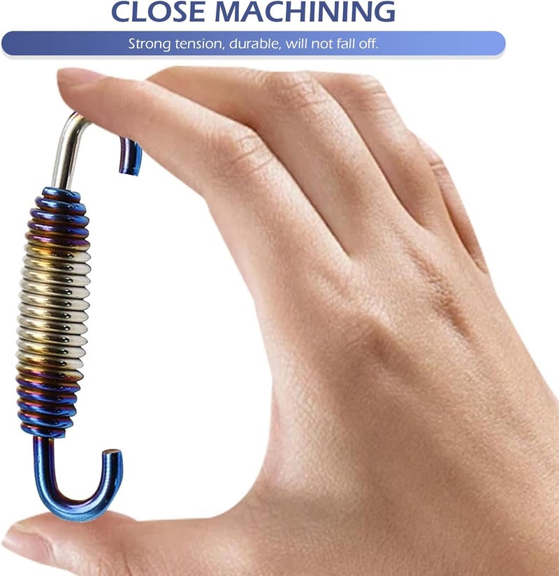 Bawkars 2 PCS Motorcycle Exhaust Springs, Stainless Steel Motorcycle Exhaust Muffler Pipe Spring Hooks, 40 mm - 60 mm Exhaust Spring Kit for Motorbike, Scooters, ATVs (Half Blue) - Image 5